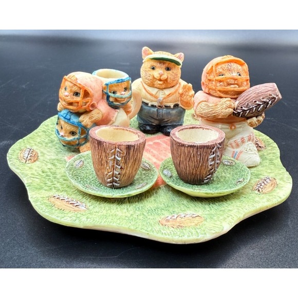 Popular Imports Other - Football Cats Miniature Tea Set, Resin, Sports, 1994, Popular Imports